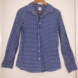 J.CREW Perfect Shirt Button Up Blue Gingham Size 6